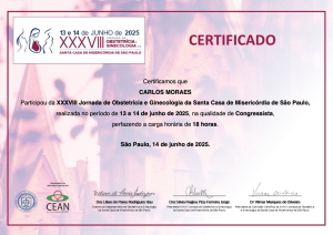 Dr. CARLOS MORAES Participou da XXXVIII Jornada de Obstetrícia e Ginecologia da Santa Casa de Misericórdia de São Paulo, realizada em junho de 2025.